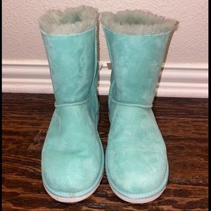 Teal Ugh Boots with Bows